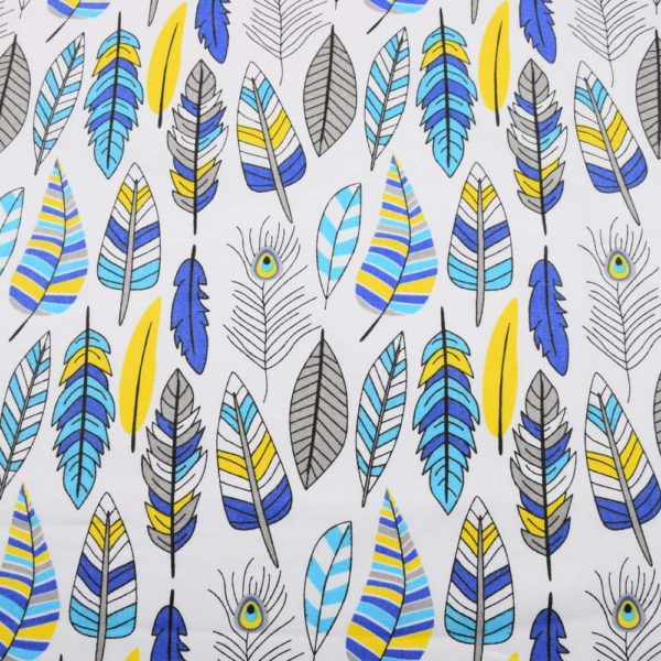 Tkanina bawełniana - pióro indiańskie niebieskie