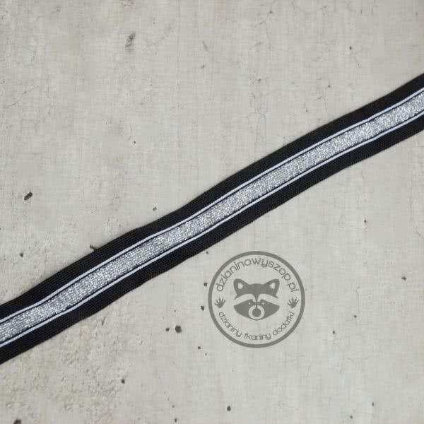 Taśma Lampas - dzianina czarny i srebrny