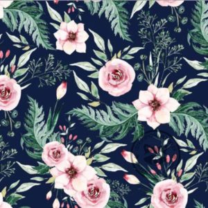 Dresówka pętelka druk cyfrowy Premium - in the garden granat