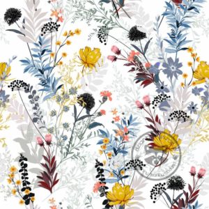 Dresówka pętelka druk cyfrowy Premium - Jesienna Łąka